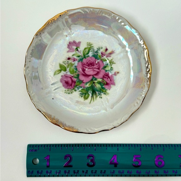 Vintage Iridescent Rose Trinket Dish - Picture 3 of 4